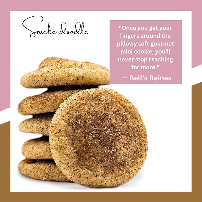 Bell's Reines Snickerdoodle Cookies, Soft Gourmet Small Batch, Healthy Snacks, Bakery Fresh 4 Cookie Snack Packs, 3-Pack
