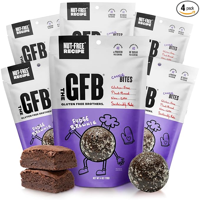 The GFB Fudge Brownie Cookie Protein Bites - Allergen Friendly & Nut Free - Gluten Free, Plant Based, Non GMO, Sustainably Made – Ridiculously Tasty, Healthy, Protein Energy Balls, 4 oz (4 Count)
