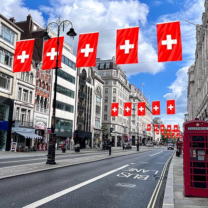AhfuLife 2 Pcs Switzerland Flag 3x5 Ft, Large Switzerland National Flags for Outside - Double Side with Brass Eyelets for Olympic Party Decorations, Bar Garden Street Decoration Indoor Outdoor