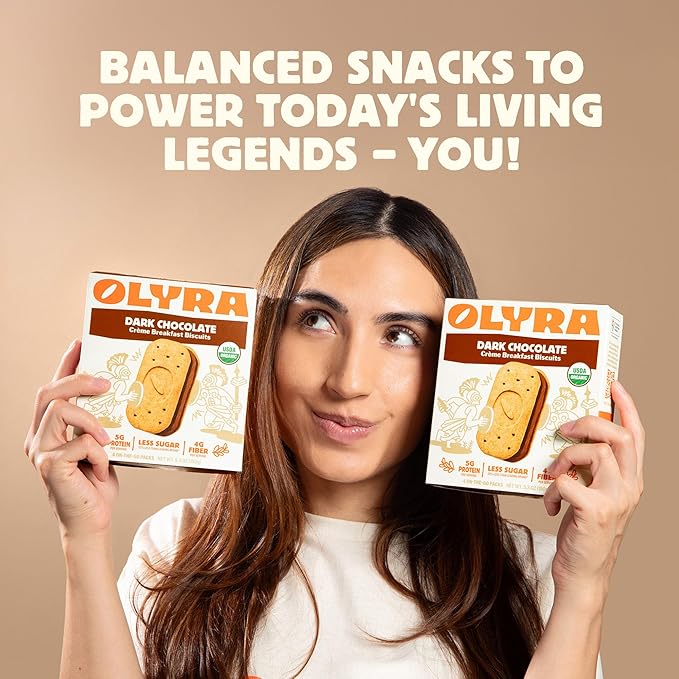 Olyra Variety Pack, Vanilla - Dark Chocolate Sandwiches Breakfast Biscuits, Healthy Snacks for Adults and Kids, Low Sugar, Organic Cookies, Office Snacks, USDA Certified, Non GMO 24 Packs