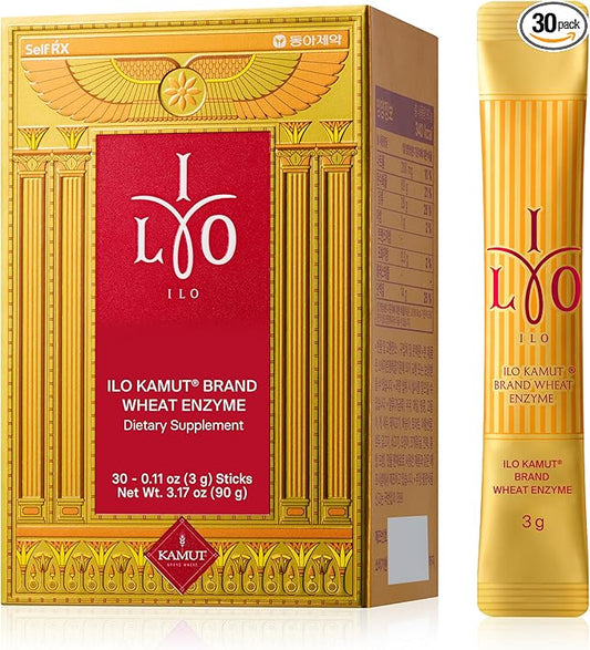 ILO Kamut Enzyme Complex – Digestive Health and Natural Metabolic Activation – Fermented Ancient Grains with Spicy Botanicals, 30 Sticks