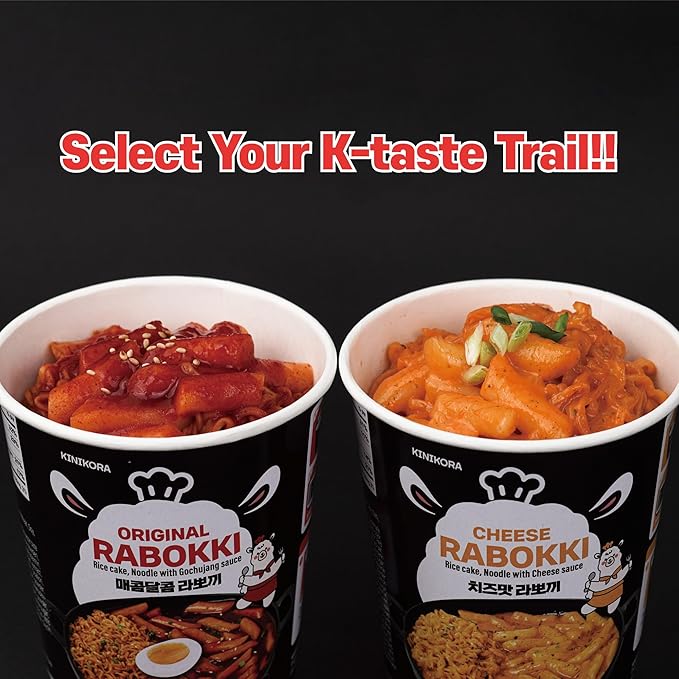 KINIKORA Premium Instant Rabokki Cup - Swicy Flavor, 2 Cups, Korean Ramen & Tteokbokki, Quick and Easy Street Food