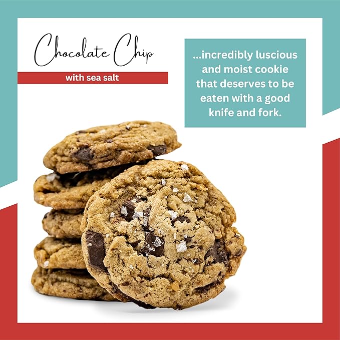 Bell's Reines Chocolate Chip Cookies With Sea Salt, Soft Gourmet Small Batch, Healthy Snacks, Bakery Fresh 4 Cookie Snack Packs, 3-Pack