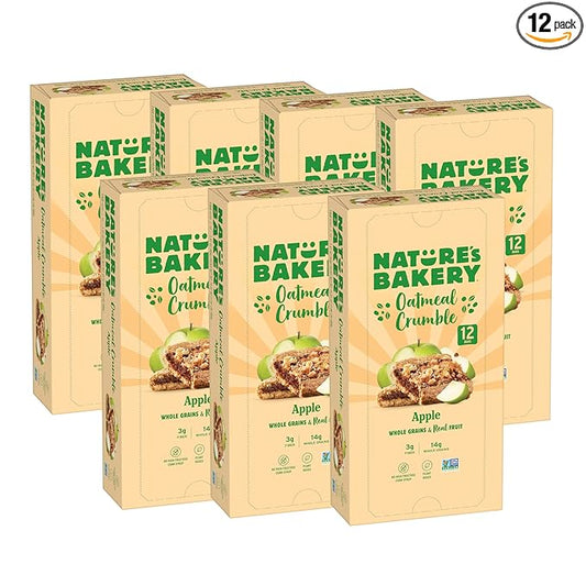 Nature's Bakery Nature’s Bakery Oatmeal Crumble Bars, Apple, Real Fruit, Vegan, Non-GMO, Breakfast bar, 7 boxes with 12 twin packs