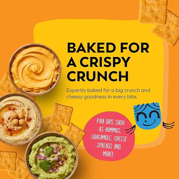 Sunnie Gluten Free Cheddar Crackers, Healthy Grain-Free Cracker Made with Real Cheese, Snacks for Kids & Adults, Made with Avocado Oil, Low Calorie Snack, 4 oz, Pack of 9