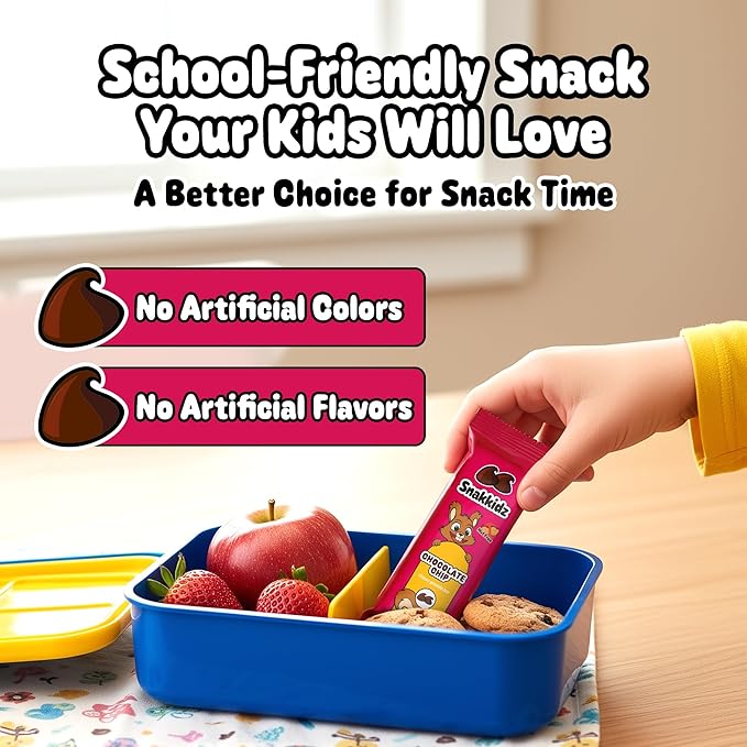 Snakkidz Organic Chewy Granola Bars for Kids, Allergen-Free, Nut-Free, Gluten-Free, Low Sugar Snack Bars Made with Avocado Oil, Individually Wrapped, School Lunch Snacks, Bulk Pack of 45, Chocolate Chip