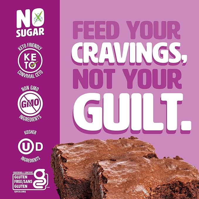 No Sugar Keto Bar Snack, Fudge Brownie, 12 x 1.41oz Bars - Low Carb No Sugar Keto Snack Food with Keto Friendly Macros, 3g Net Carb, 9g Plant Based Protein, 13g Healthy Fat, Sugar Free (0g)