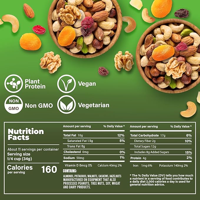 PREMIUM ORCHARD Whole Fruit N' Nut Blend - Deluxe Trail Mix Nuts | Heart Healthy Snacks for Adults and Kids | Fruit and Nut Trail Mix | Good Snack Mix