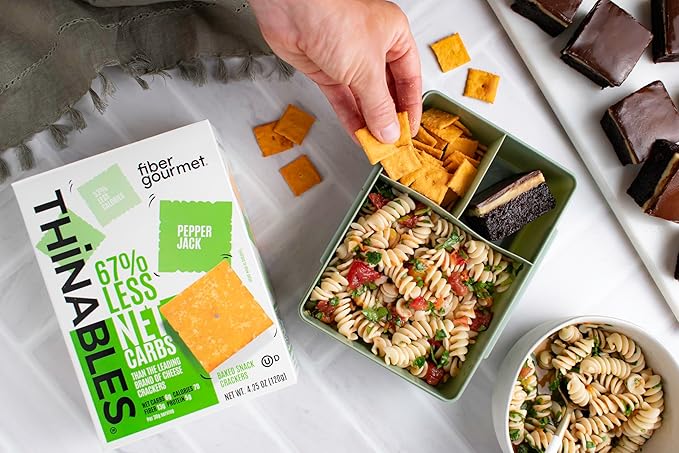 Fiber Gourmet Pepper Jack Thinables Baked Cheese Crackers - Healthy Keto Crackers with 13g Fiber, 5g Protein, 70 Calories, 6g Net Carbs - Kosher Made in USA - 4.25 Ounce (pack of 1)