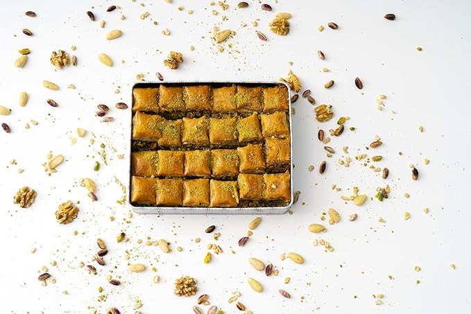 Al Bohsali 1870 Premium Pistachio Baklava 24-Piece Assortment | Handcrafted Mediterranean Pastries Since 1870