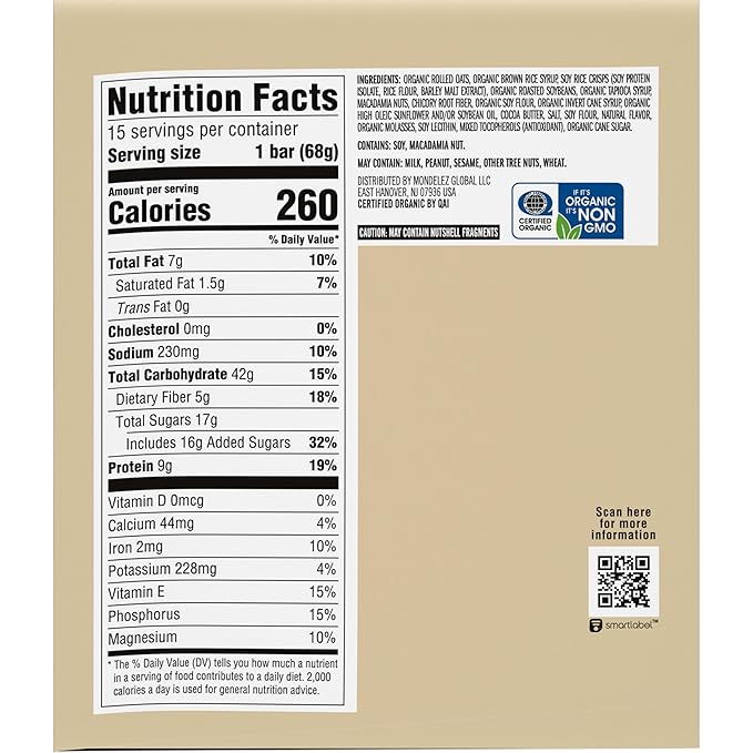 CLIF BAR - Energy Protein Bars - White Chocolate Macadamia Nut - Made with Organic Oats - Energy Bars - Non-GMO - (15 Pack)