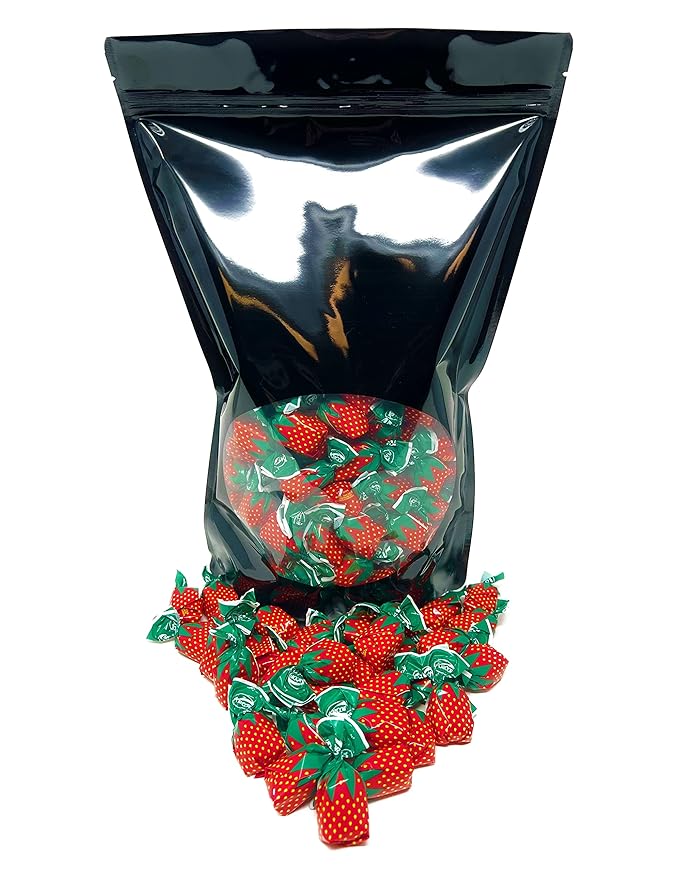 Strawberry Filled Hard Candy - 3 lbs - Classic Strawberry Flavored Bon Bons Filled with Chewy Candy - Bulk American Vintage Candy Assortment - Individually Wrapped, 48 oz.