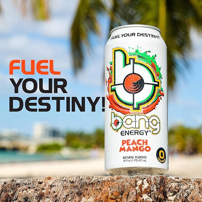 Bang Energy Peach Mango, Sugar-Free Energy Drink, 16-Ounce | Pack of 12