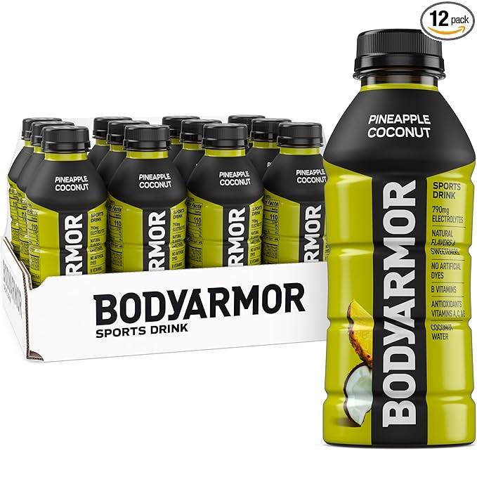 BODYARMOR Sports Drink, Pineapple Coconut, Electrolyte Drink Hydration, 16 Fl Oz Bottles (12 Pack), Flavored Coconut Water with B Vitamins & Antioxidants