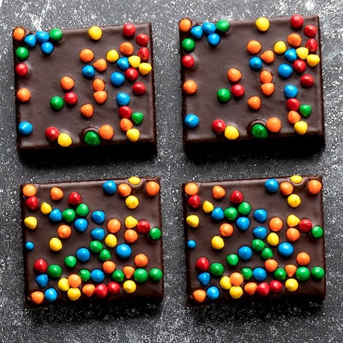 Brownies Gift Basket | Chocolate Brownies Individually Wrapped [9 Count] Topped with Rainbow Candy Chips | Birthday Snacks | Food Gifts for Men, Women | Kosher, Dairy & Nut Free | Stern’s Bakery