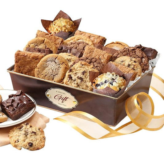 Broadway Basketeers Brownies and Cookies Gift Baskets. Individually Wrapped for Freshness Assorted Toppings and Flavors Perfect for Her Him Friends Associates