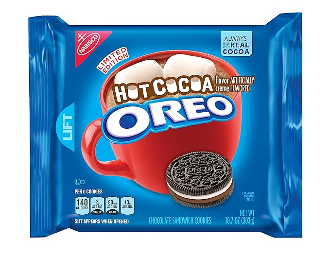 Oreo Hot Cocoa Chocolate Sandwich Cookies, Limited Edition, 10.7 Ounce