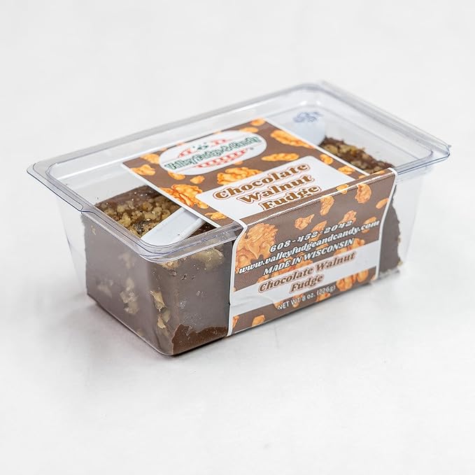 Valley Fudge, Chocolate Walnut, Fresh Artisan Fudge, Real Butter, Gourmet Candy, One Pound Package