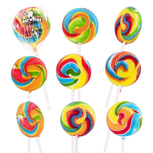 Rainbow Round Swirl Lollipops Swirl 18 PCS- Swirl Lollipop - Bulk Lolipop Candy Suckers Treats - Swirly Candies for Birthdays Party Favors and Goodie Bags - Easter Basket Fillers for Kids