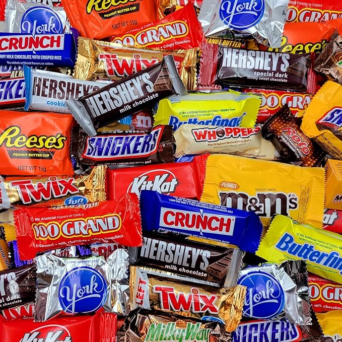 Bulk Chocolate Candy Variety Pack - 8lb Bulk Candy Assortment - Individually Wrapped Chocolate Candy for Party Favors, Parades, Office Snacks, Gift Bags & Pinatas - 8 Pound Box of Assorted Chocolate Candy Mix