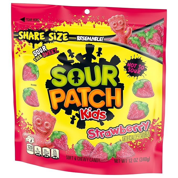 SOUR PATCH KIDS Strawberry Soft & Chewy Candy, Share Size, Bulk Candy, 12 - 12 oz Bags