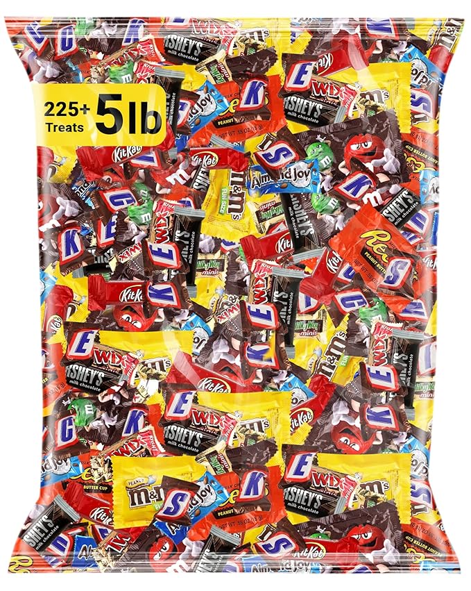 Assorted Chocolate Candy Mix - Individually Wrapped Milk, Dark, and White Chocolates - 5lb Bulk Variety Pack for Snacking, Sharing, and Gifting - Ideal for Home, Office, and Events