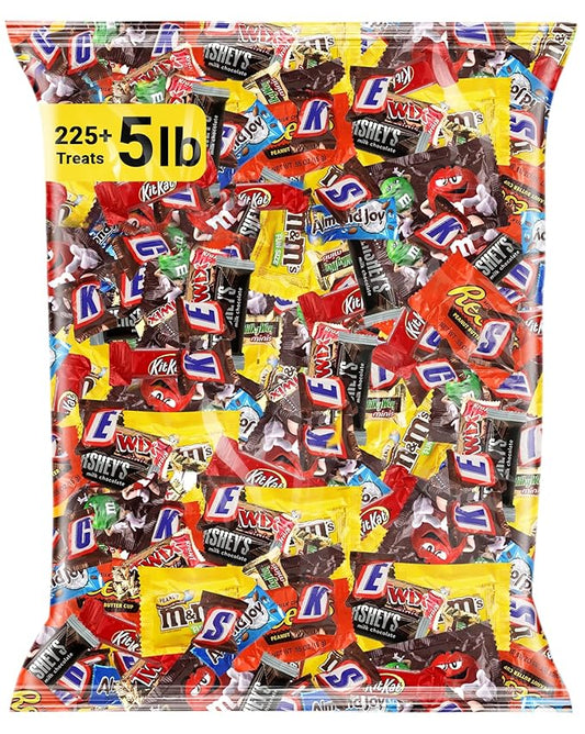 Assorted Chocolate Candy Mix - Individually Wrapped Milk, Dark, and White Chocolates - 5lb Bulk Variety Pack for Snacking, Sharing, and Gifting - Ideal for Home, Office, and Events