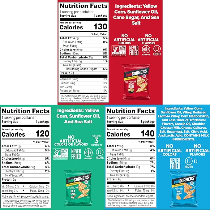 PopCorners Popped Corn Snacks, Core 3 Flavor Variety Pack, 1 Ounce (Contains 20 Packets) (Packaging May Vary), Kosher