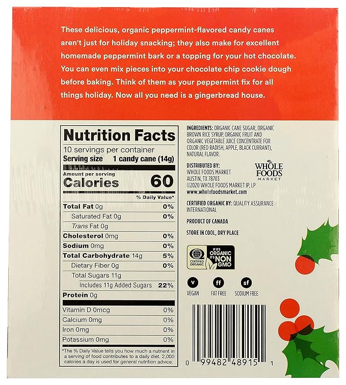 365 by Whole Foods Market, Organic Candy Canes 10 Count, 5 Ounce (Pack of 2)