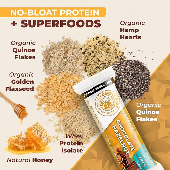 Daryl's Bars, Chocolate Hazelnut On the Go Whey Protein Bars, Gluten Free, 20gr of Protein Snack, Meal Replacement, Pack of 1