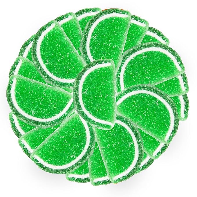Oh! Nuts Lime Jelly Fruit Slices Sugar Candy - 5 LB Bulk Bag - Traditional Old Fashioned Chewy Gummy Sweet Confectionery - Gluten-Free, Kosher Certified Pareve (150 CT)