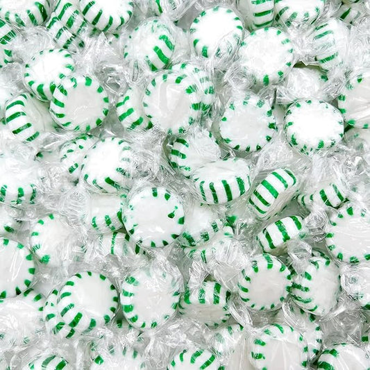 Spearmint Starlights Candy - 6 lbs - Spearmint Flavored Classic Starlight Old School Hard Candy Disks - Bulk American Vintage Candy Assortment - Individually Wrapped, 96 oz.