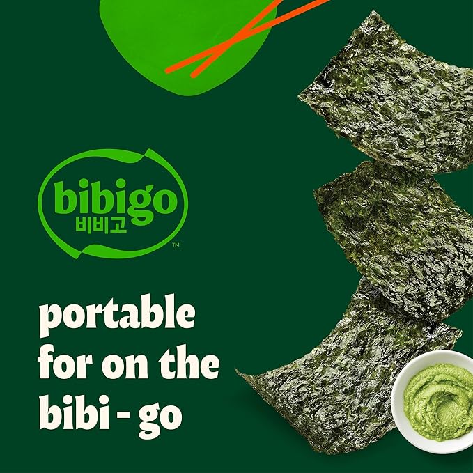 Bibigo Wasabi Flavor Seaweed Snack, Non GMO, Gluten Free, 0.35 Ounces (Pack Of 12)