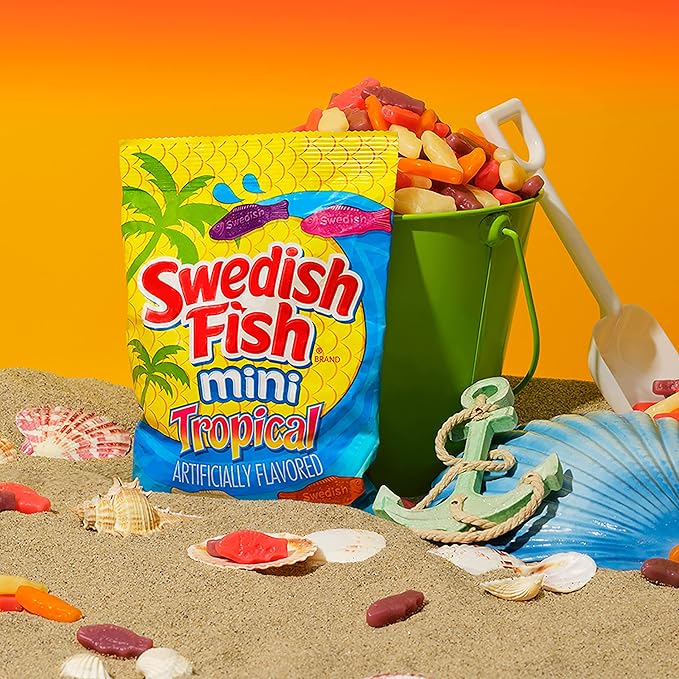 SWEDISH FISH Mini Tropical Soft & Chewy Candy, 12 - 8 oz Bags