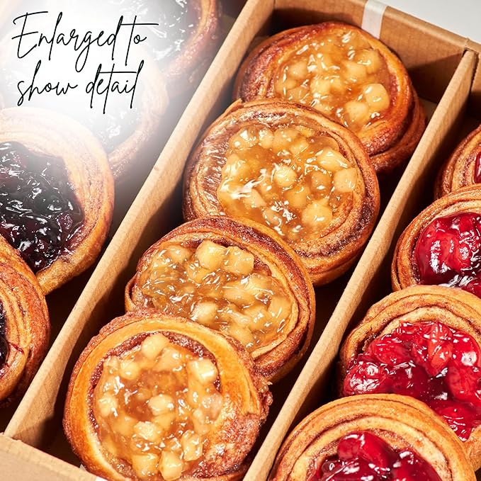 STERN'S BAKERY Fruit Danish Pastry [12 Count] | ASSORTED Fruit Filled Cinnamon Buns for Thanksgiving Gifts, Christmas Food Gifts | Delicous Breakfast Pastries | Kosher, Dairy Free & Nut Free