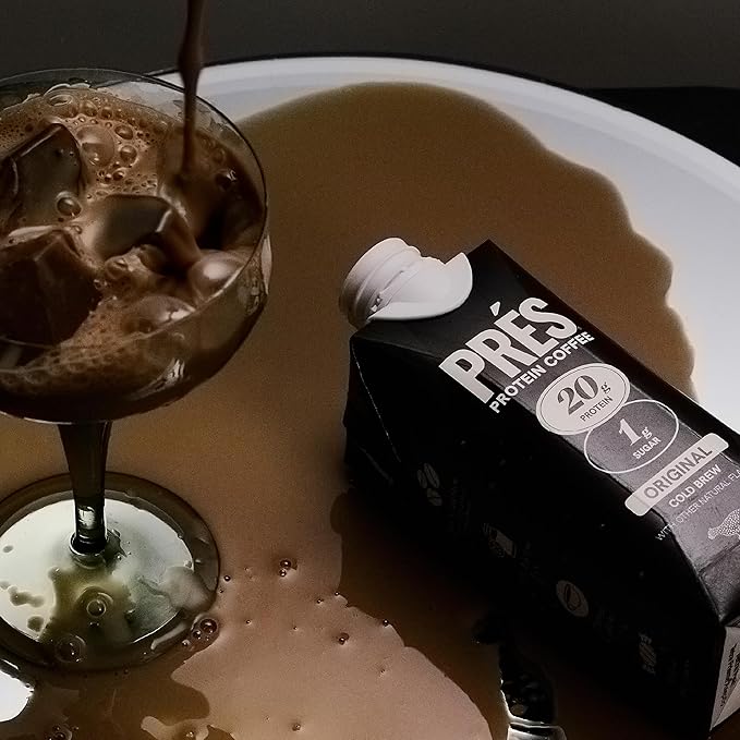 Prés - Protein Coffee - High Protein - Real Cold Brew - 20g Protein - 1g Sugar - 100 Calories - No Added Sugar - Coffee - Protein - 11 FL OZ - 12 Pack (Original)