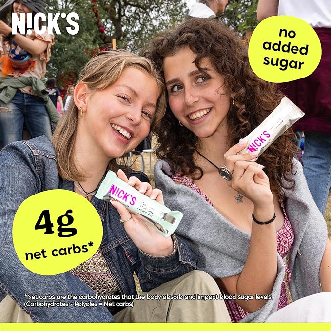 Nick’s Protein Bars Crispy Cookie Chocolate – 12-Count Box | High Protein, Low Calories, Low Carbs, Keto Friendly, No Added Sugar (12 bars x 50g)