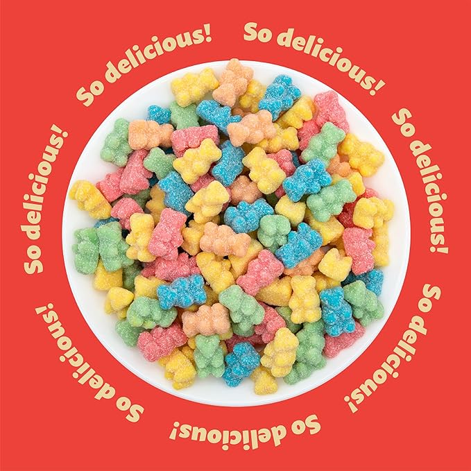 Neon Sour Gummi Bears Candy Bulk | 2 Pound Bag | Assorted Fruit Flavored Sour Gummies | Colorful Chewy Candy for Parties, Buffets, and Dessert Decorating