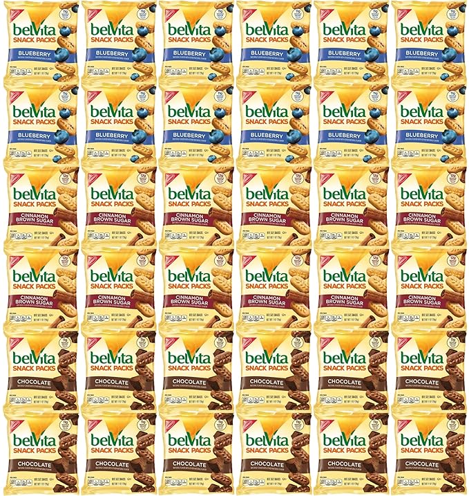 Belvita Breakfast Biscuits Bite Size Snack Packs - Bulk Assortment (36 Count)