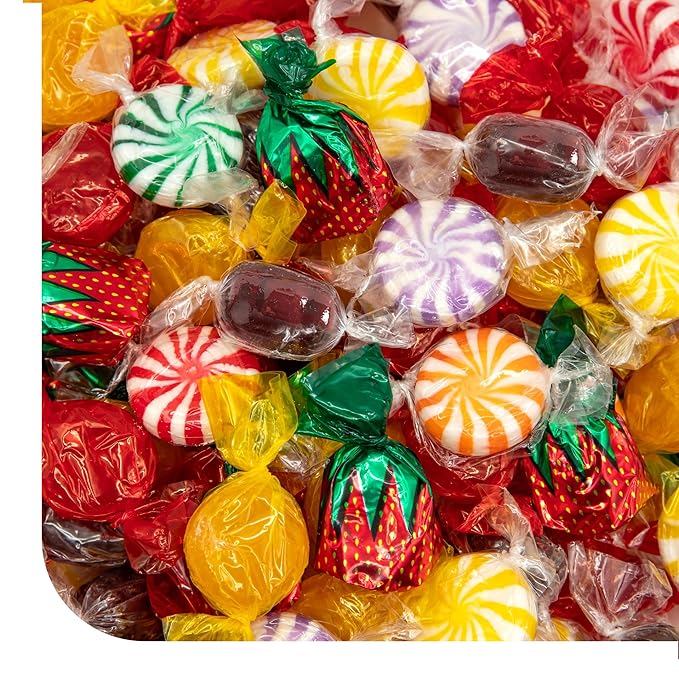 Hostess Old Fashioned Hard Candy Assortment - 2 Pound Bulk Pack (150 Count) - Hard Candy Individually Wrapped - Strawberry Bon Bons, Butterscotch, Cinnamon, Root Beer, Fruit Pinwheels
