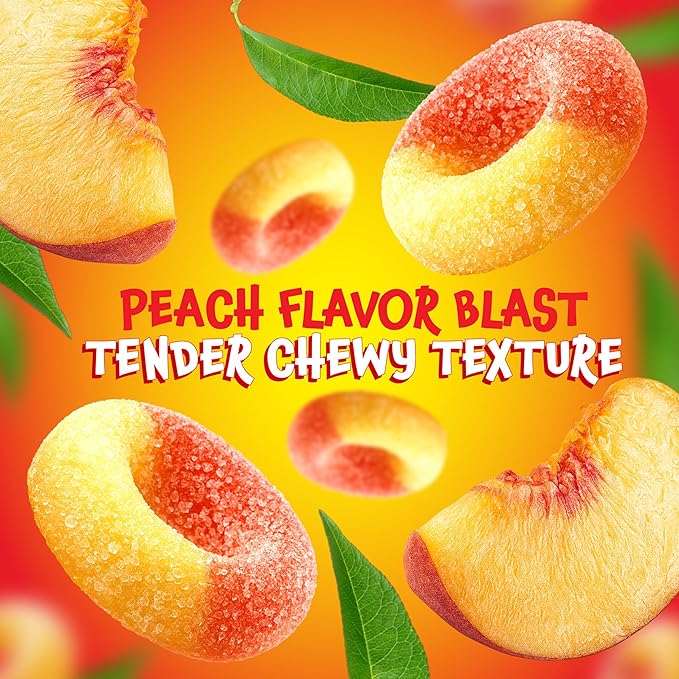 Peach Rings - 2 Pound Bag - Peach Gummies Candy - Sweet and Sour Candy for Office, Snacking, Dessert Decorating, Goodie Bags - Classic Chewy Treat