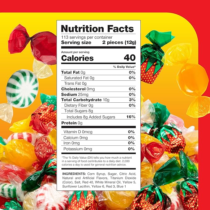 Old Fashioned Hard Candy Assortment - 3 Pound Bulk Pack (225 Count) - Strawberry Bon Bons, Cinnamon, Butterscotch, Fruit Flavors - Nostalgic Hard Candy