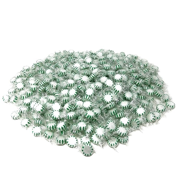 Spearmint Starlights Candy - 6 lbs - Spearmint Flavored Classic Starlight Old School Hard Candy Disks - Bulk American Vintage Candy Assortment - Individually Wrapped, 96 oz.