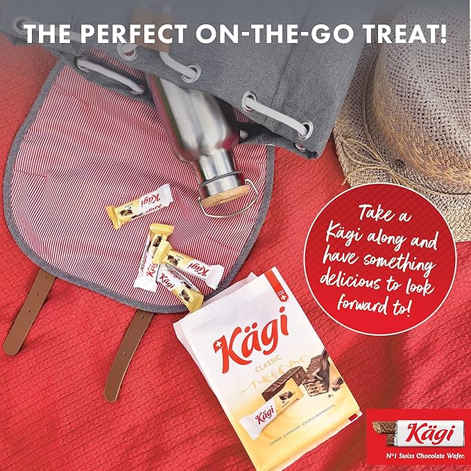 Swiss Milk Chocolate Covered Mini Wafers by Kägi, Crispy Coated Sweet Snacks, Premium Individually Wrapped Treats, Chocolate, Classic Kägi, 125g Bags