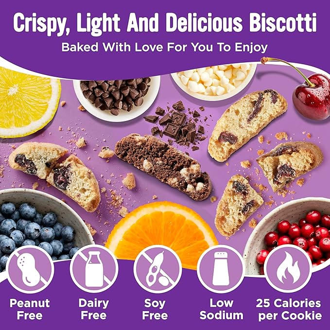 Cooper Street Twice Baked Biscotti Cookies Variety Pack - 1.25 Pounds Per Bag (4 Pack) - Gourmet Cookies Ideal With Coffee Or Tea | Peanut and Dairy Free Low Sodium Breakfast or On-The-Go Snack