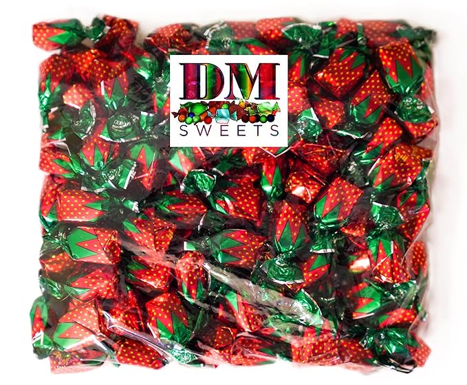 Strawberry Bon Bons - 2 lbs of Delicious Chewy Filled Sweet Individually Wrapped Hard Sucking Candy