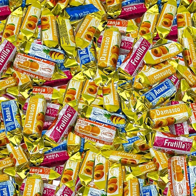 Fruity Hard Candy Filled With Real Fruit Pulp - 10 lbs - Peach, Strawberry, Pineapple, Orange and Lemon Flavored Bon Bons Filled with Real Fruit Pulp - Bulk American Vintage Candy Assortment - Individually Wrapped, 160 oz.
