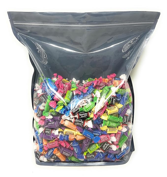 Tootsie Roll Fruit Chews And Original Chocolate Midgees American Chewy Taffies Candy Individually Wrapped In Resealable Bag Bulk 10 Lbs 500+pcs (160 oz) - Made In USA