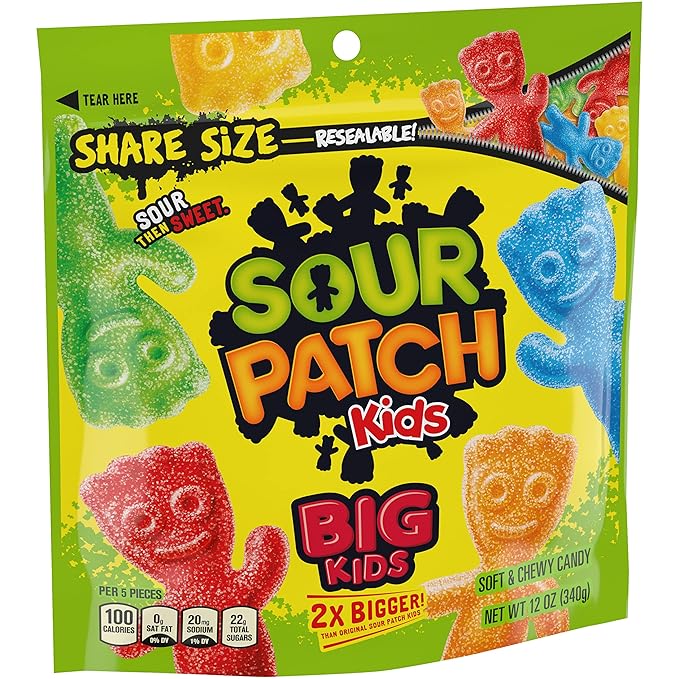 SOUR PATCH KIDS Big Kids Soft & Chewy Candy, Share Size, Bulk Candy, 12 - 12 oz Bags