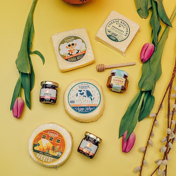 Cheese Bros. "World's Cheesiest Mom" Gift Box | Fresh from Wisconsin | Includes Mozzarella, Dill Havarti, Yodel, Adelheid, Jam and Honey | Unique Birthday and Mother's Day Gifting Idea